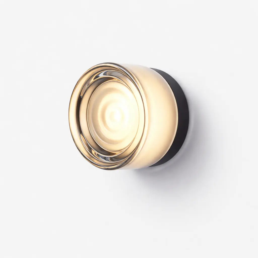 Applique murale ronde en verre transparent champagne avec LED intégrée