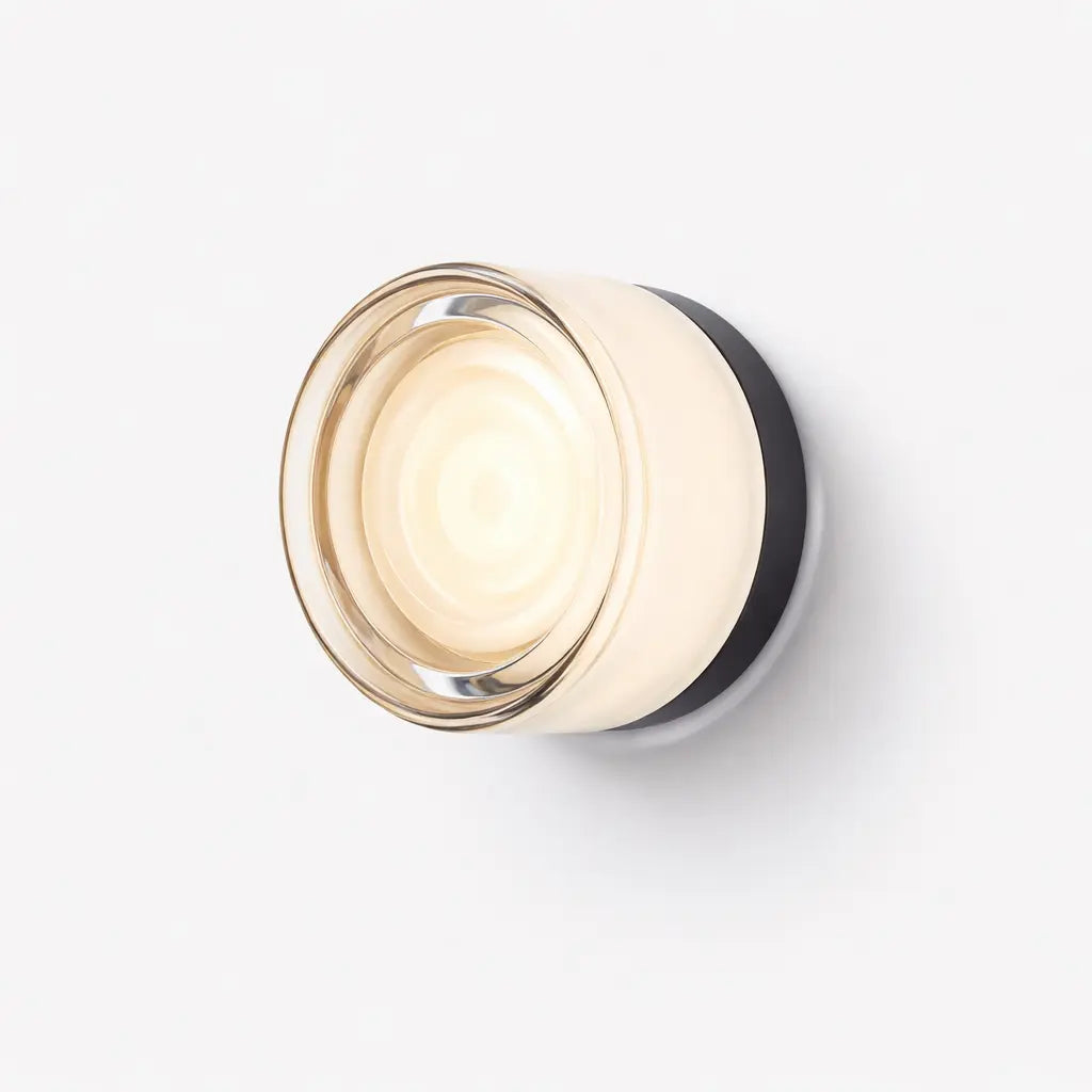 Applique murale ronde en verre beige clair avec éclairage LED